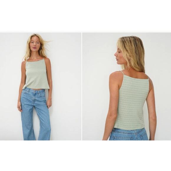 LNA Lena High Neck Tank Sage Square Neck Tank Top Green Size XS - Picture 2 of 8